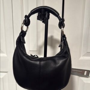 Ann Taylor Sleek Black and Silver Hobo Bag